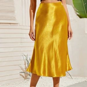 A-Line Satin Long Skirt